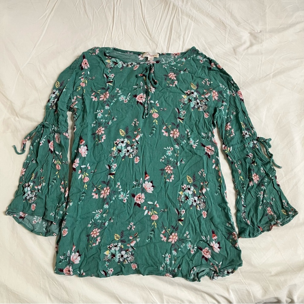 Floral Green Women's Bohemian Top